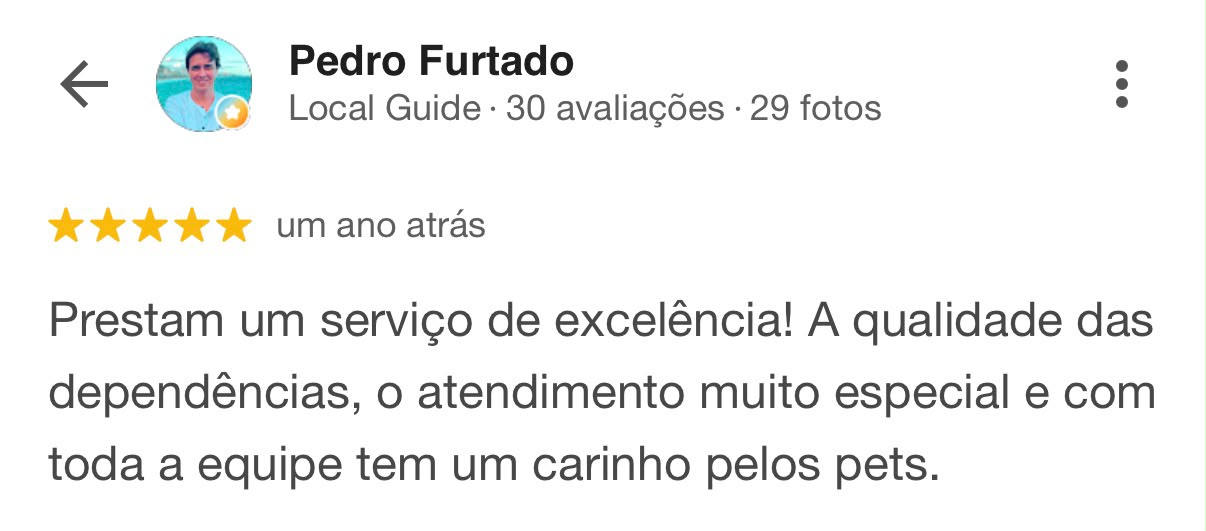 Avaliação 5 estrelas de Pedro Furtado sobre a TOCA no Google